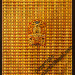 Buddhist Tibetan Painting of Buddha Shakyamuni with 1000 Buddhas in gold and red background