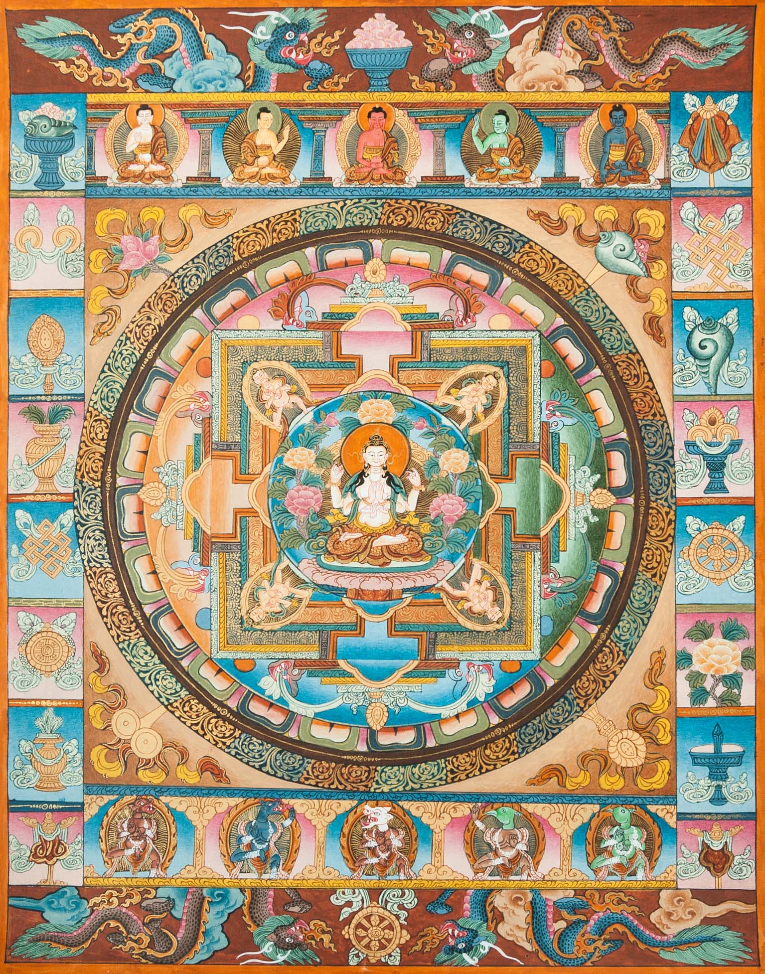 Chenrezig Avalokiteshvara Mandala Thangka Painting