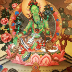 Colorful thangka painting of Green Tara