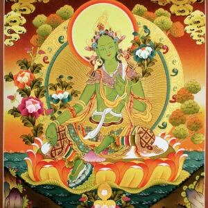 Buddhist thanka paintings of deity green Tara