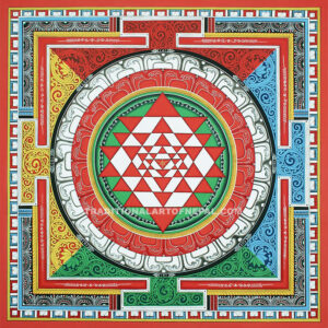 Mandala painting of sacred Sri Yantra representing Shakti