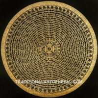 Tibetan mandala with the Yin Yang symbol in the center and the mantra of compassion all around