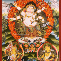 Painting of White Makala with two manifestations of Jambhala