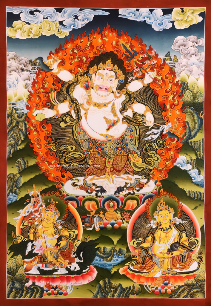 White Mahakala Thangka Painting