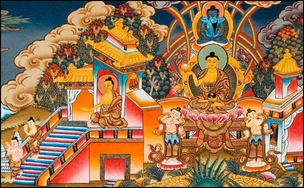 Buddha descending on earth 