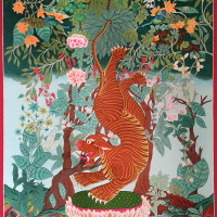 thangka of tiger in the jungle