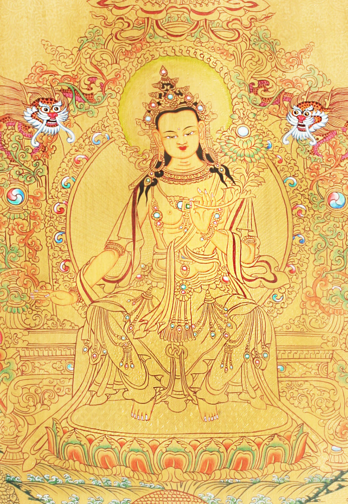 Yellow Tara Gold Thangka Painting 