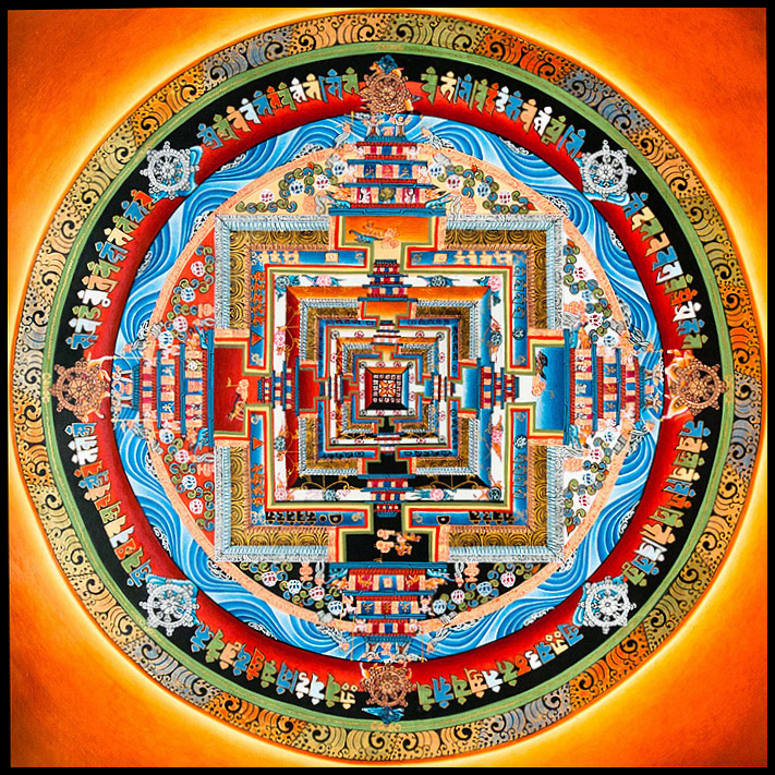 Lotus Flower Mandala Art Print, Encircling Angels of Protection - 
