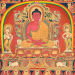 Amitabha thangka center detail