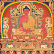 Amitabha thangka center detail