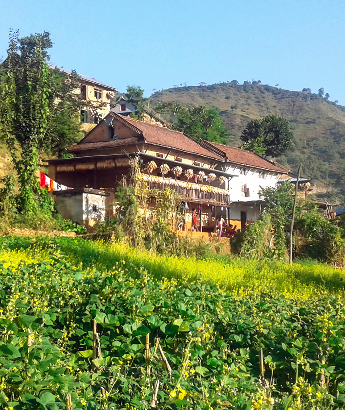 A picture of our beautiful house in the village of Kavre Nepal few years ago