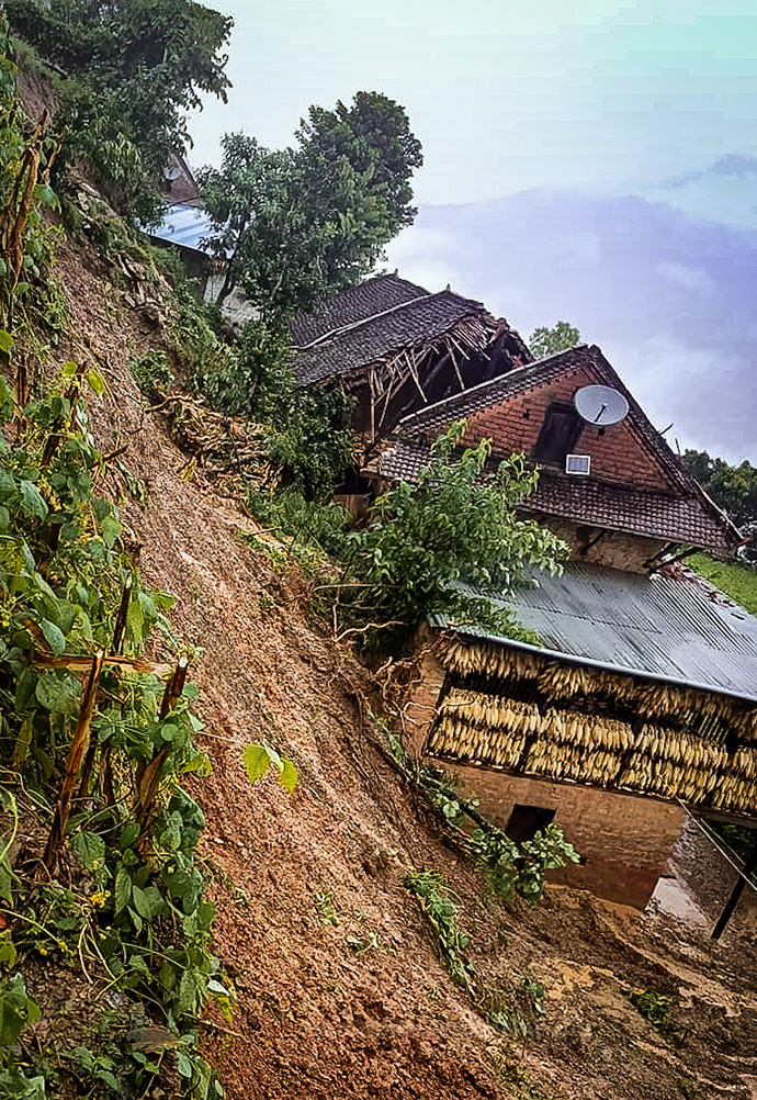 landslide in Nepal destroy several houses in rural villages